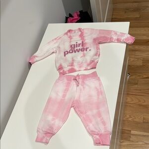 Pink Tie-Dye 'Girl Power' Sweatshirt and Joggers Set